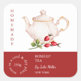 Teapot Rosehip Tea Label