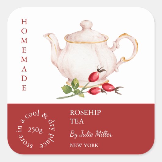 Teapot Rosehip Tea Label (Voorkant)