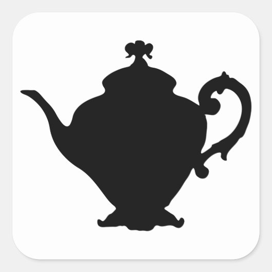 Teapot Silhouette Vierkante Sticker (Voorkant)