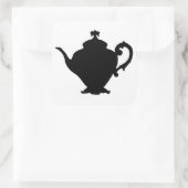 Teapot Silhouette Vierkante Sticker (Tas)