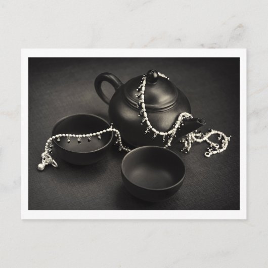 Teapot & Silver Jewelry, Tea house/art decor Briefkaart (Voorkant)