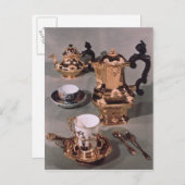 Teapot, suikerkom, chocoladepot en mok briefkaart (Voorkant / Achterkant)