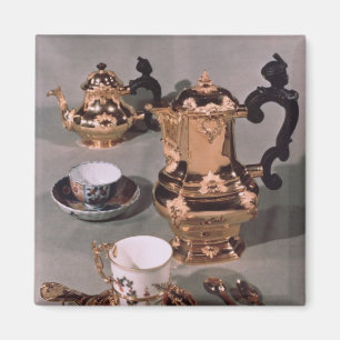 Teapot, suikerkom, chocoladepot en mok magneet