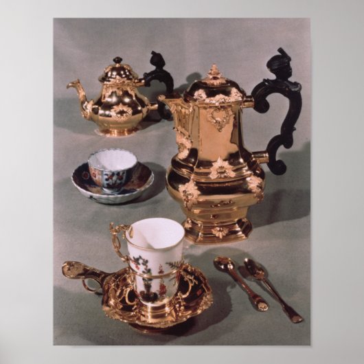 Teapot, suikerkom, chocoladepot en mok poster (Voorkant)
