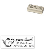 Teapot Tea Party Polka Dot Persoonlijk adres Rubberstempel (Gestempeld)