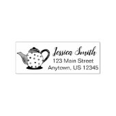 Teapot Tea Party Polka Dot Persoonlijk adres Rubberstempel (Afrduk)