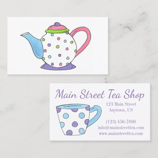 Teapot Tea Party Pot Teacup Cup Tea Time Visitekaartje (Voorkant / Achterkant)