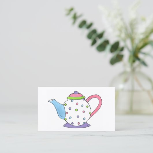 Teapot Tea Party Pot Teacup Cup Tea Time Visitekaartje (Staand voorkant)