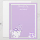 Teapot & Teacup Lavender & White Custom Letterhead Briefhoofd (Voorkant / Achterkant)
