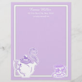 Teapot & Teacup Lavender & White Custom Letterhead Custom Briefhoofd (Voorkant)
