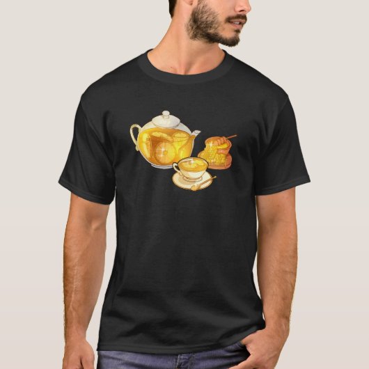 Teapot Teacup Lemon Honey Tea Time T-shirt (Voorkant)