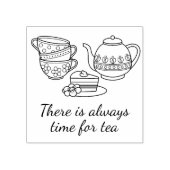 Teapot, Teacups en Cake Quote Rubberstempel (Afrduk)