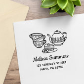 Teapot, Teacups en het Adres van de Dek Rubberstempel