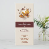 Teapot Thanksgiving Tea Party Invitation Kaart (Staand voorkant)