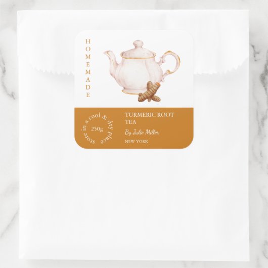 Teapot Turmeric Root Tea Label (Tas)