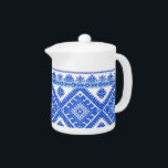 Teapot Ukraine Cross Stitch Embroidery Blue Theepot<br><div class="desc">Aanpassing is beschikbaar.</div>