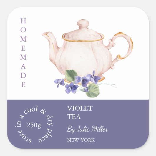 Teapot Violet Tea Label (Voorkant)