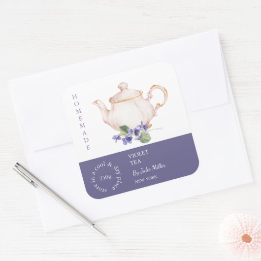 Teapot Violet Tea Label (Envelop)