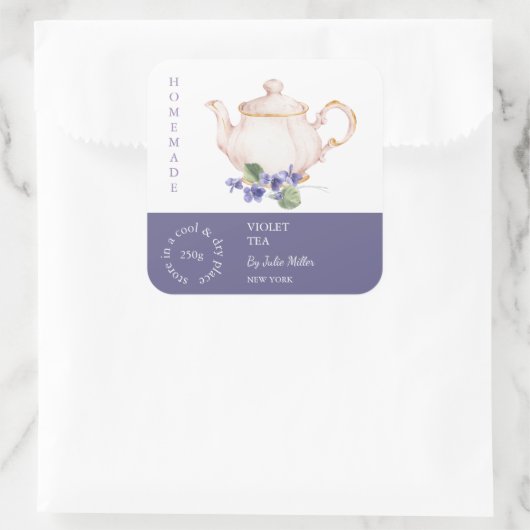 Teapot Violet Tea Label (Tas)