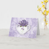 Teapot Violets Large Font Birthday Kaart (Gele Bloem)