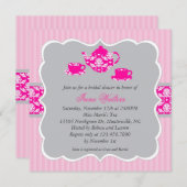 Teapot Vrijgezellenfeest (roze/grijs) Kaart (Voorkant / Achterkant)