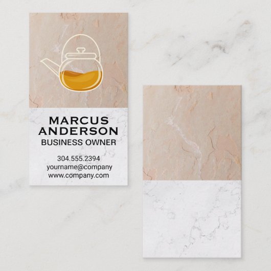 Teapot | Witte marmer van Clay Texture Wall Visitekaartje (Voorkant / Achterkant)