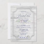 Teapot Wood Bridal Tea Vrijgezellenfeest Kaart (Voorkant)