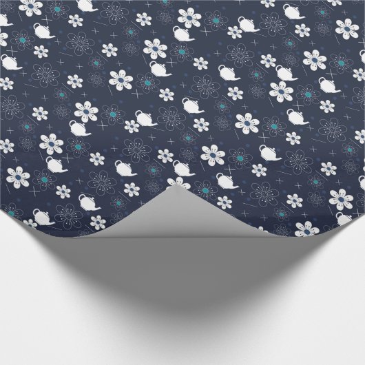 Teapots en Flowers Cadeaupapier (Hoek)