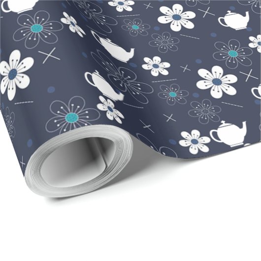 Teapots en Flowers Cadeaupapier (Rol Hoek)