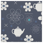 Teapots en Flowers Stof (Close Up)