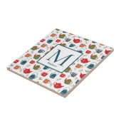 Teapots Mokken Berries Patroonmonogram kerst Tegeltje (Zijkant)