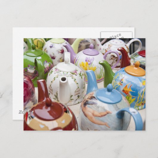 Teapots te koop in Leipzig, Duitsland Briefkaart (Voorkant / Achterkant)