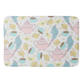 Teapots Teacups en Birds Whimsical Pastel Pattern Badmat (Voorkant)