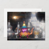 Teapots voor verkoop op de markt briefkaart (Voorkant / Achterkant)