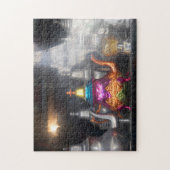 Teapots voor verkoop op de markt legpuzzel (Verticaal)