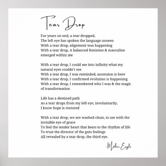 Tear Drop Awakening Third Eye gedicht poster kunst (Voorkant)