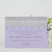 Tear Drop Lace, Lavender & Grey - Weddenschap Kaart (Staand voorkant)