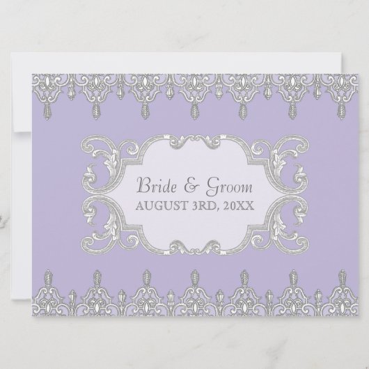 Tear Drop Lace, Lavender & Grey - Weddenschap Kaart (Achterkant)