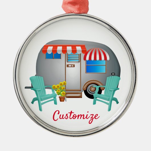 Teardrop Caravan Camper Thunder_Cove Metalen Ornament (Voorkant)