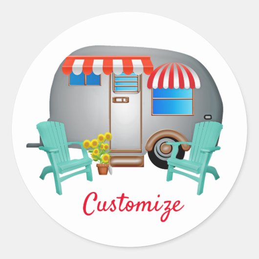 Teardrop Caravan Camper Thunder_Cove Ronde Sticker (Voorkant)