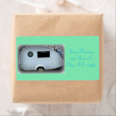 Teardrop gypsy caravan happy camping etiket (Insitu)