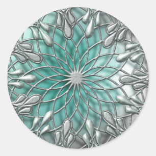 Teardrop met juwelen verzilverd/Blauwgroen Sticker