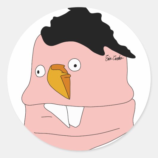 Teardrop nose goofy puppet ronde sticker (Voorkant)