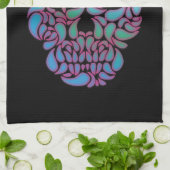 Teardrop Snoep schedel in blauw, groen en roze Theedoek (Gevouwen)