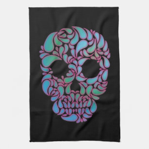 Teardrop Snoep schedel in blauw, groen en roze Theedoek