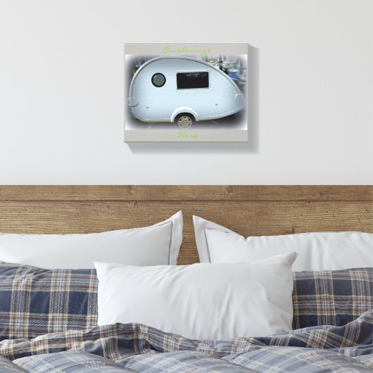 Teardrop-zigeunercaravan gelukkig kamperen Thunder Canvas Afdruk (Insitu (Slaapkamer))