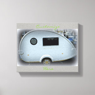 Teardrop-zigeunercaravan gelukkig kamperen Thunder Canvas Afdruk
