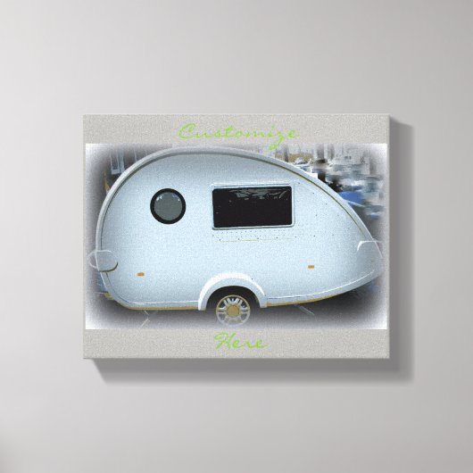 Teardrop-zigeunercaravan gelukkig kamperen Thunder Canvas Afdruk (Voorkant)