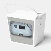 Teardrop-zigeunerkaravaan met vrolijke glamping bedankdoosjes (Achterkant)