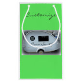 Teardrop-zigeunerkaravaan met vrolijke glamping klein cadeauzakje (Achterkant)